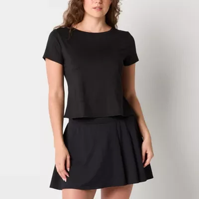 Xersion Everyday Womens Crew Neck Twist Back Short Sleeve T-Shirt