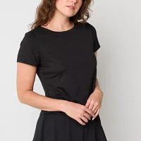 Xersion Everyday Womens Crew Neck Twist Back Short Sleeve T-Shirt