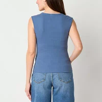 a.n.a Ribbed Womens U Neck Short Sleeve T-Shirt