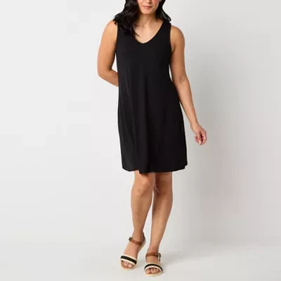 St. John's Bay Womens Sleeveless Floral Midi Swing Dresses