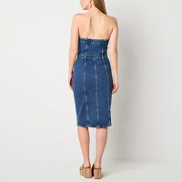 a.n.a Womens Strapless Denim Column Dress