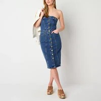 a.n.a Womens Strapless Denim Column Dress