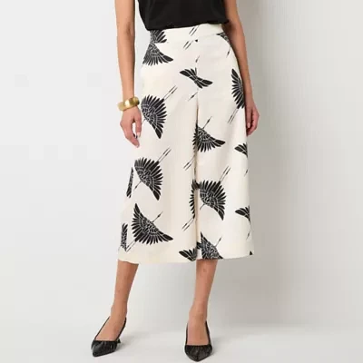 Worthington Womens Mid Rise Wide Leg Pull-On Pants