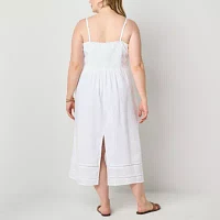 a.n.a Womens Plus Linen Blend Sleeveless Sundress