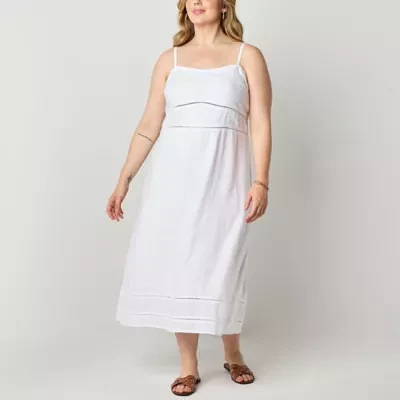 a.n.a Womens Plus Linen Blend Sleeveless Sundress
