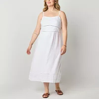 a.n.a Womens Plus Linen Blend Sleeveless Sundress