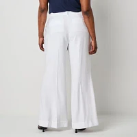Worthington-Plus Womens Regular Fit Wide Leg Trouser