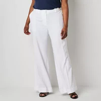 Worthington-Plus Womens Regular Fit Wide Leg Trouser