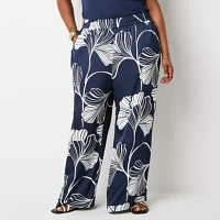 Worthington-Plus Womens Straight Pull-On Pants