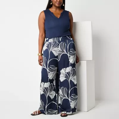 Worthington-Plus Womens Straight Pull-On Pants