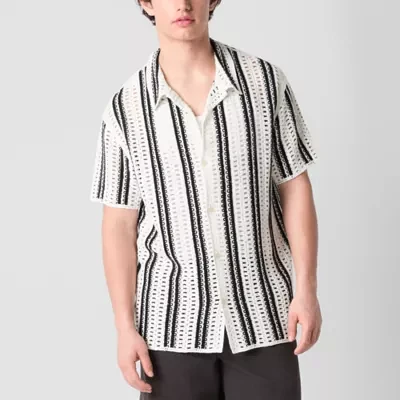 Arizona Mens Short Sleeve Button Front Sweater