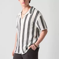 Arizona Mens Short Sleeve Button Front Sweater