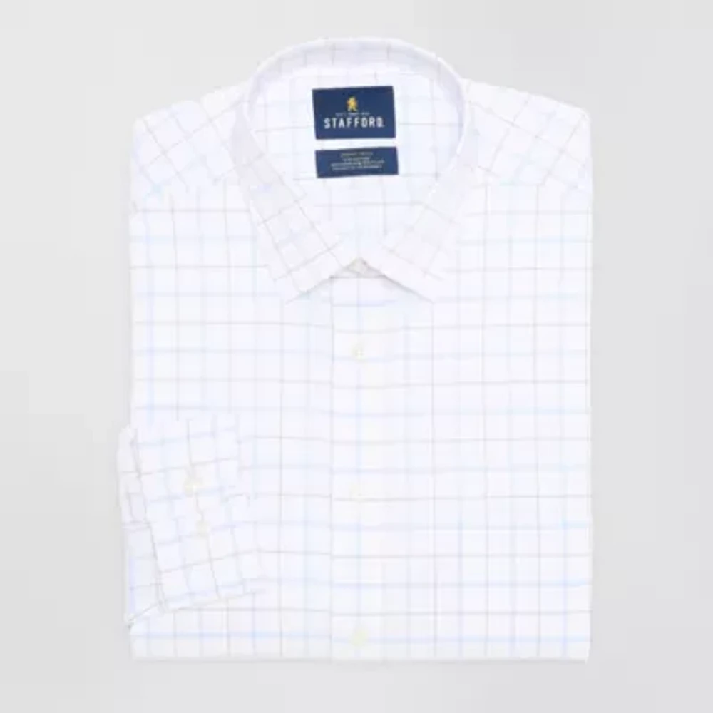 Stafford Slim Smart Tech Mens Fit Stretch Fabric Wrinkle Free Long Sleeve Dress Shirt