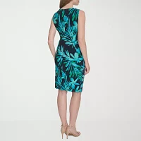 Marc New York Womens Sleeveless Leaf Sheath Dress
