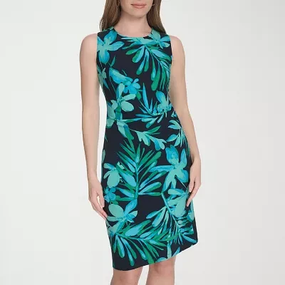 Marc New York Womens Sleeveless Leaf Sheath Dress