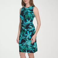 Marc New York Womens Sleeveless Leaf Sheath Dress