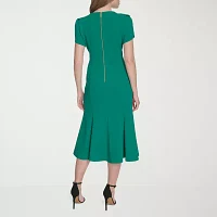 Marc New York Womens Short Sleeve Fit + Flare Dress Petite