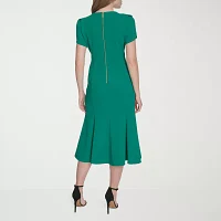 Marc New York Womens Short Sleeve Midi Fit + Flare Dress