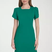 Marc New York Womens Short Sleeve Midi Fit + Flare Dress