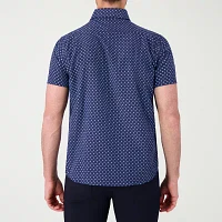 Report Collection Mens Modern Fit Short Sleeve Circles Button-Down Shirt
