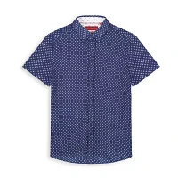 Report Collection Mens Modern Fit Short Sleeve Circles Button-Down Shirt