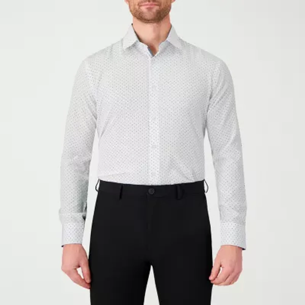 Report Collection Mens Modern Fit Long Sleeve Dots Button-Down Shirt