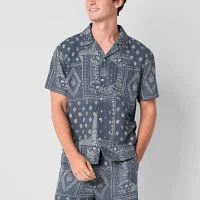 Arizona Mens Textured Button-Down Shirt