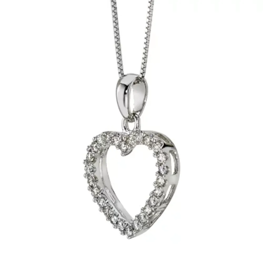 Womens 1/4 CT. T.W. Natural White Diamond 14K Gold Heart Pendant Necklace