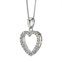 Womens 1/4 CT. T.W. Natural White Diamond 14K Gold Heart Pendant Necklace