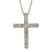 Womens / CT. T.W. Natural Diamond 10K Gold Cross Pendant Necklace