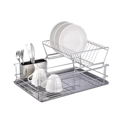 MegaChef Chrome Plated 17.5 Inch Two Shelf Dish Rack, Color