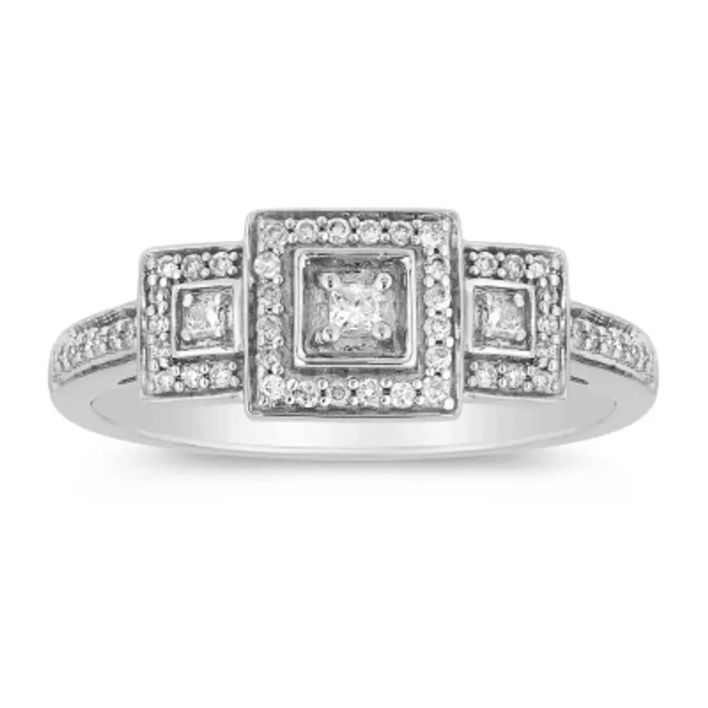 LIMITED QUANTITIES! Womens 1/4 CT. T.W. Genuine White Diamond 10K White Gold Engagement Ring