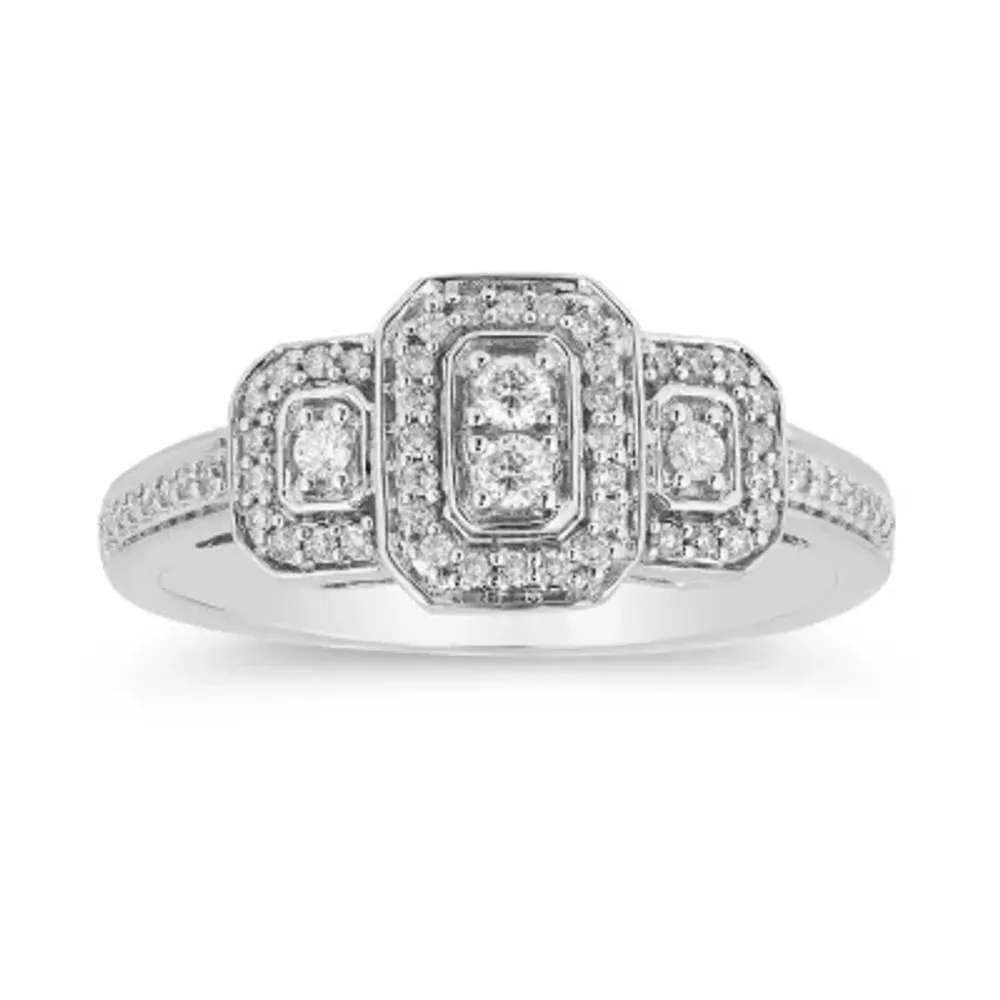 1 CT. T.W. Diamond Side Stone Engagement Ring in 10K or 14K White Gold -  JCPenney