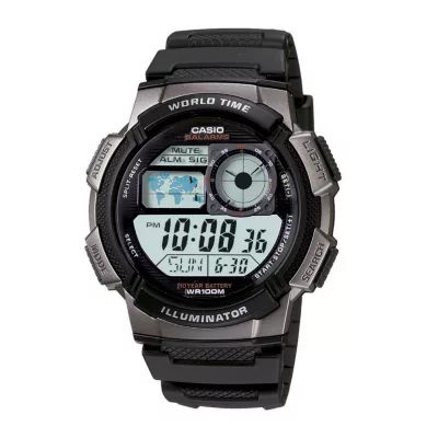 Casio® Illuminator Mens Black/Gray Bezel Digital Sport Watch AE1000W-1BV