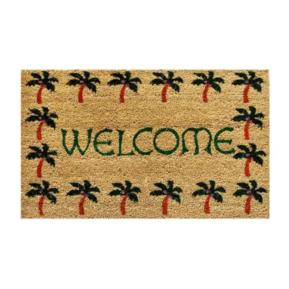 Calloway Mills Palm Tree Border Welcome Outdoor Rectangular Doormat