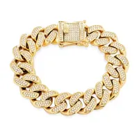 Gold Ion Plated Stainless Steel 9 Inch Solid Curb Chain Bracelet