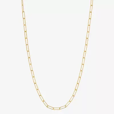 Made in Italy Womens 18 Inch 24K Gold Over Silver Link Necklace Paperclip
