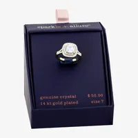 Sparkle Allure Cubic Zirconia 14K Gold Over Brass Halo Engagement Ring