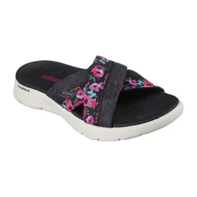 Skechers Womens Go Walk Flex Blossoms Slide Sandals