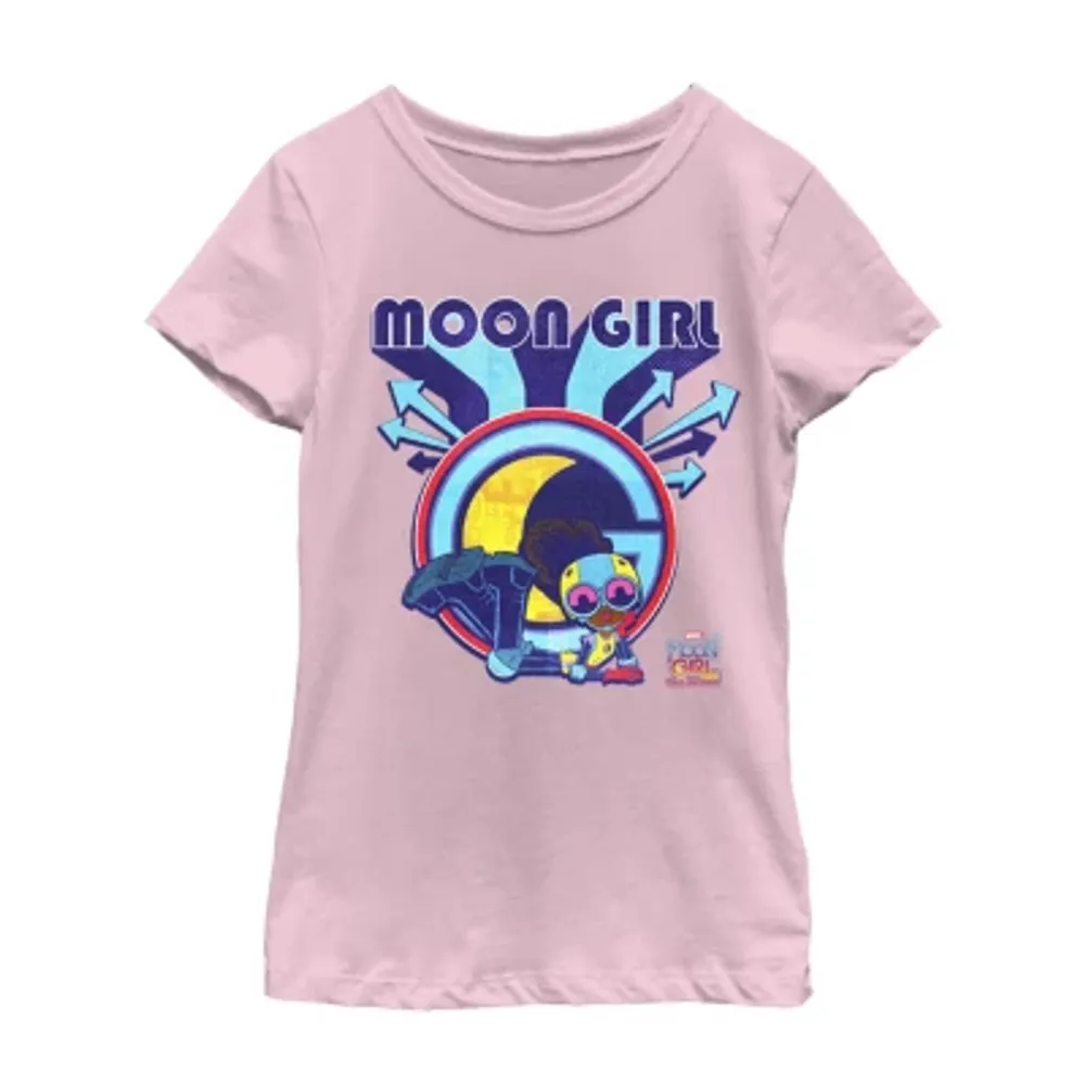 Little & Big Girls Crew Neck Short Sleeve Marvel Moon Girl Graphic T-Shirt