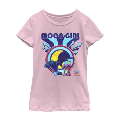 Little & Big Girls Crew Neck Short Sleeve Marvel Moon Girl Graphic T-Shirt