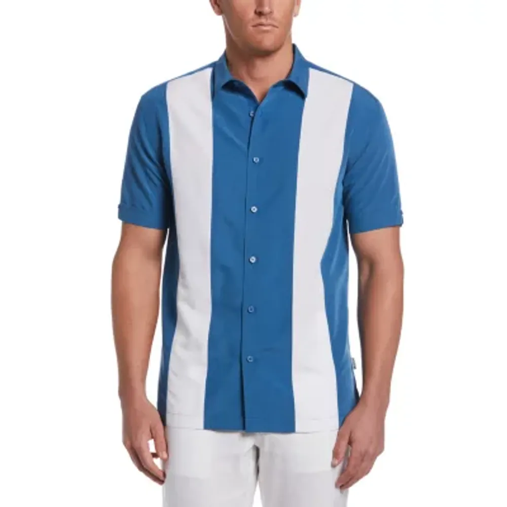 Cubavera Mens Classic Fit Short Sleeve Panel Button-Down Shirt