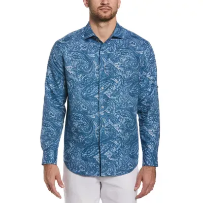 Cubavera Mens Classic Fit Long Sleeve Paisley Button-Down Shirt