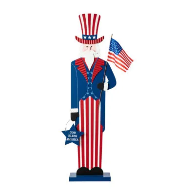 Glitzhome 40"H Patriotic Uncle Sam Porch Decor