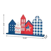 Glitzhome 16"D Wooden Patriotic House Tabletop Decor