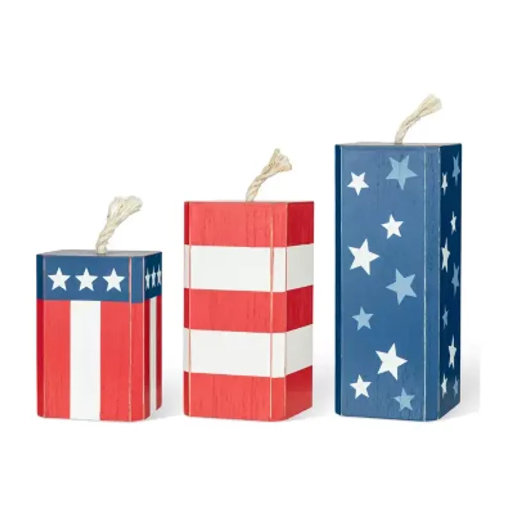 Glitzhome 9.75"H Patriotic Firecracker Tabletop Decor