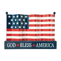 Glitzhome 14"D Metal Patriotic Flag Tabletop Decor