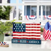 Glitzhome 14"D Metal Patriotic Flag Tabletop Decor