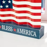 Glitzhome 14"D Metal Patriotic Flag Tabletop Decor