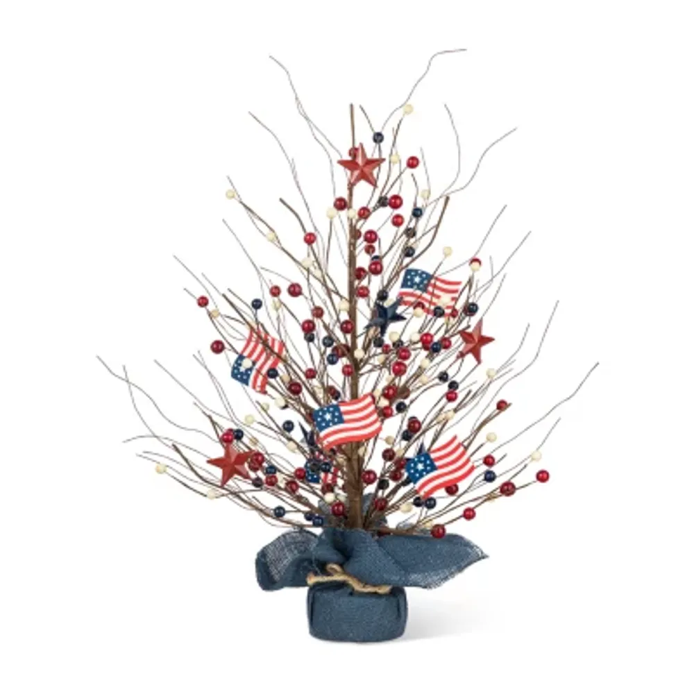 Glitzhome "20""H Patriotic Berry Tree" Tabletop Decor